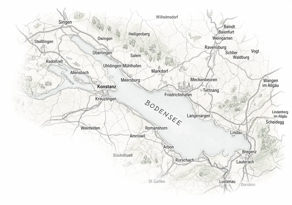 Karte des BBZ-Einzugsgebiets rund um Bodensee, Oberschwaben und Allgäu